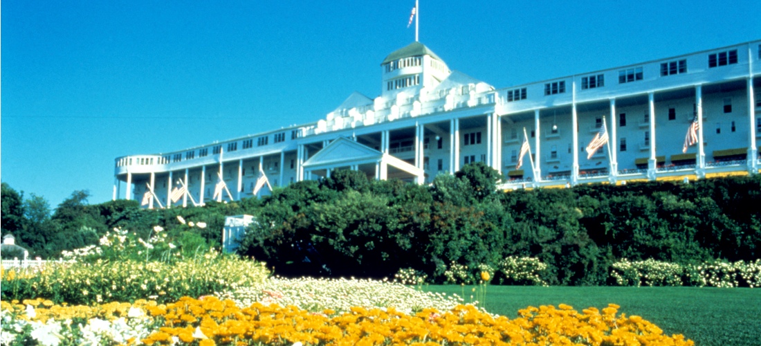 The Grand Hotel is a historic hotel and coastal resort located on Mackinac Island, Michigan, a small island located at the eastern end of the Straits of Mackinac within Lake Huron between the state's Upper and Lower Peninsulas.