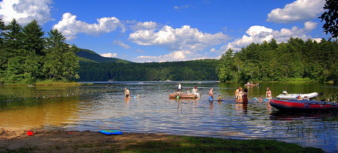 Crystal clear New Hampshire lakes provide for great family fun.