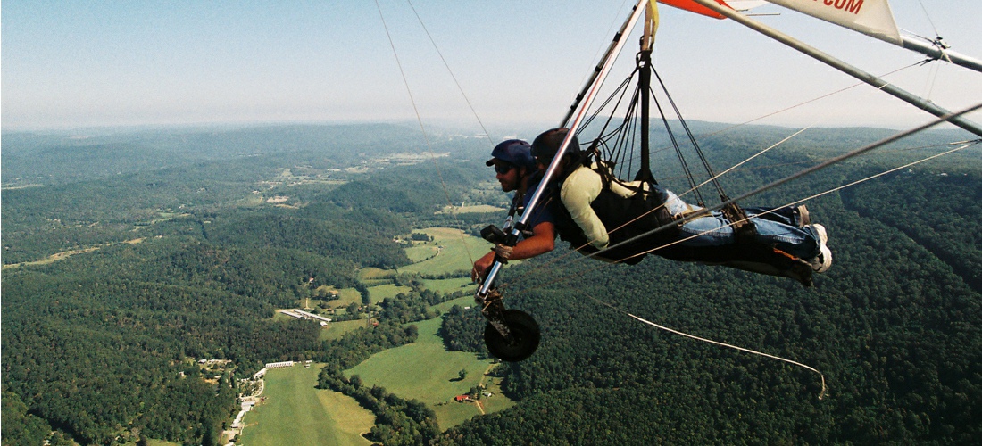 Hang gliding over the beautiful skies of Tennessee.