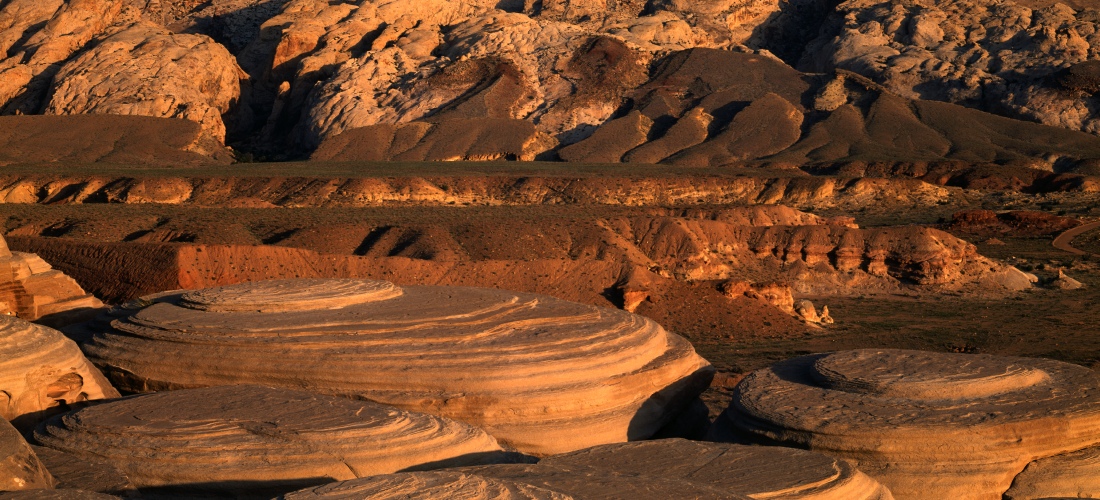 The San Rafael Swell is a large geologic feature located in south-central Utah, USA about 30 miles west of Green River, Utah.